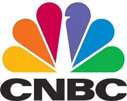 A picture of the logo for CNBC